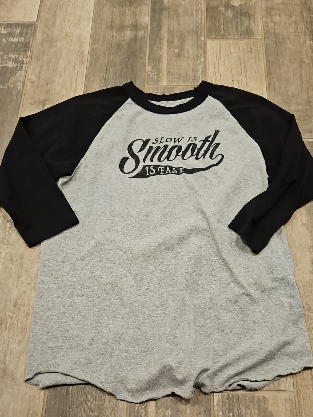 Salvage Grey Baseball Raglan Tee with Black Sleeves